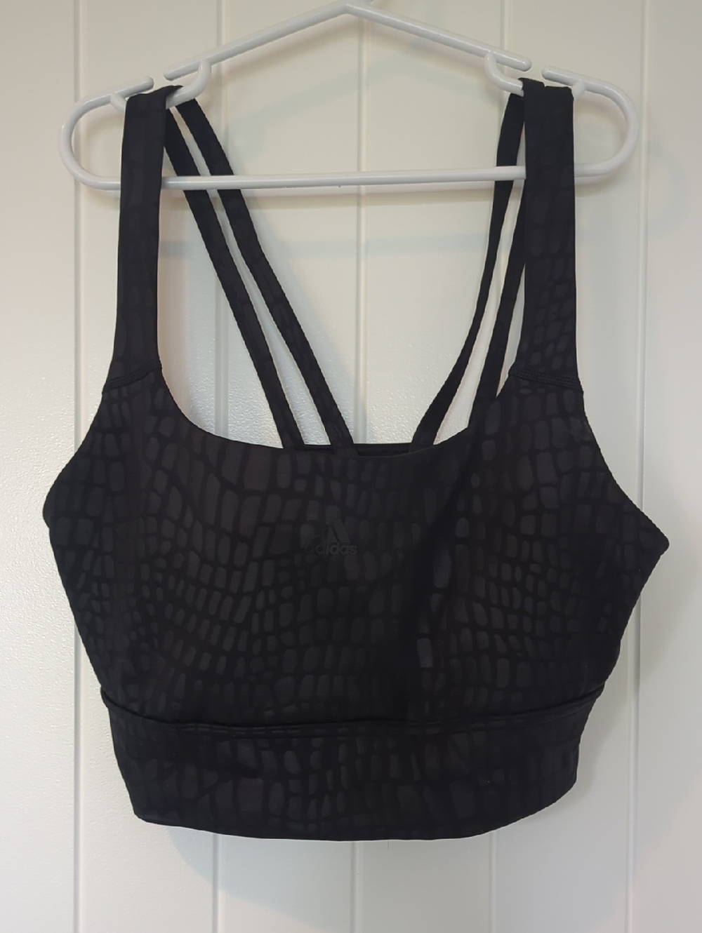 adidas Black Textured Double-Strap Sports Bra